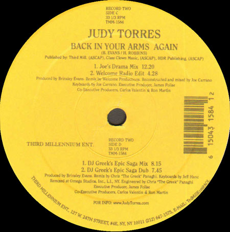 JUDY TORRES - Back In Your Arms Again (Eddie Baez Rmx)